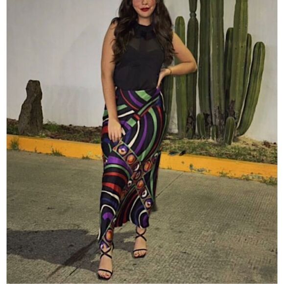 NWT Zara Blogger’s Favorite Printed Silk Effect Maxi Skirt, Size Small - Picture 2 of 14